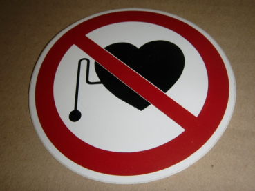 Schild B277 rund 100mm Verbot für Herzschrittmacher selbstklebend